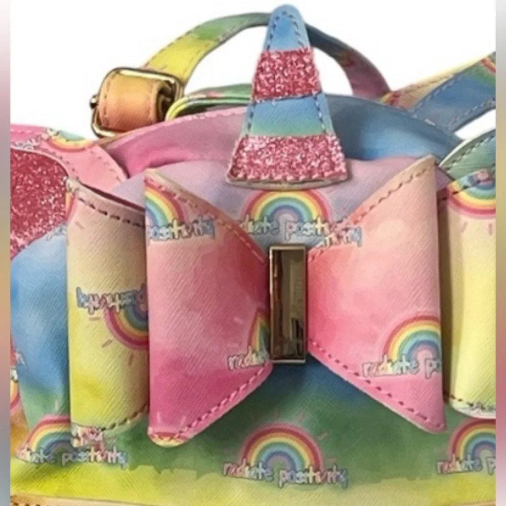 Under One Sky Rainbow Unicorn Backpack with Bow & Pom New with Tag
